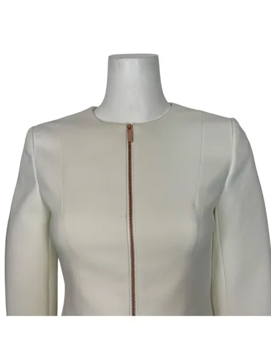 Ted Baker Heraly Scalloped Hem Cropped Jacket 0 Off White - Picture 10 of 16